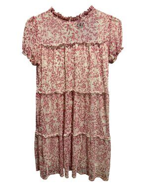 Kate & Lily Tiered Ruffled Babydoll Dress Sz 8 Rose Pink White Lined Fairycore